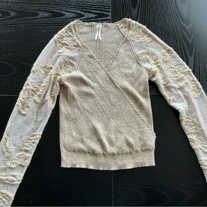Anthropologie Beige V-Neck Sweater